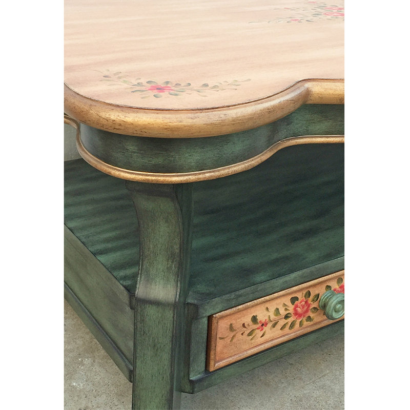 Table basse de style rétro américain, Beige, Vert foncé