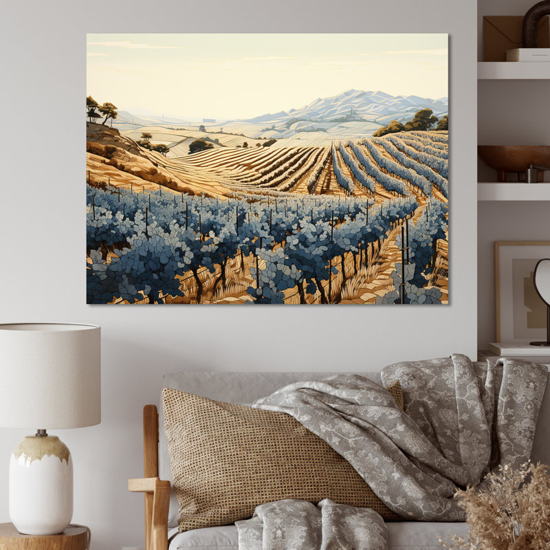 Minimalisme vignoble sur toile de fond, Toile tendue, H 24 po x l 32 po x P 1 po