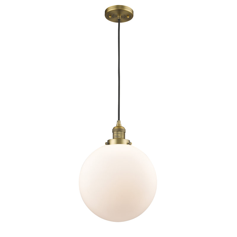 Lorene 1 - Light Single Pendant, Matte White, No Bulb Included, Brushed Brass