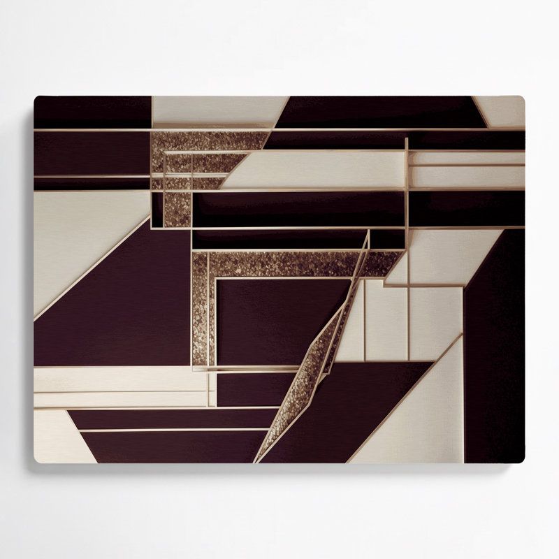 «Geometric Abstraction 93», art mural en métal brun, H 11 po x l 14 po