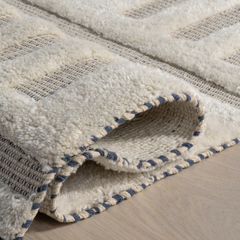 Merrick Tasseled Cotton and Wool Area Rug, Rectangle 9' x 12'