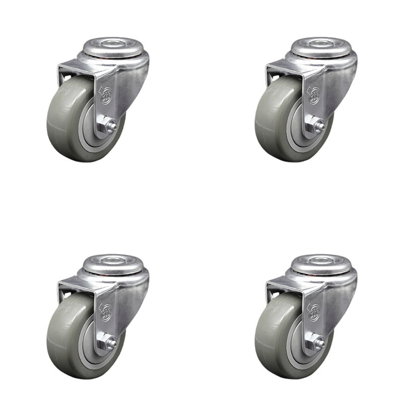 Polyurethane Swivel Bolt Hole Caster, Gray