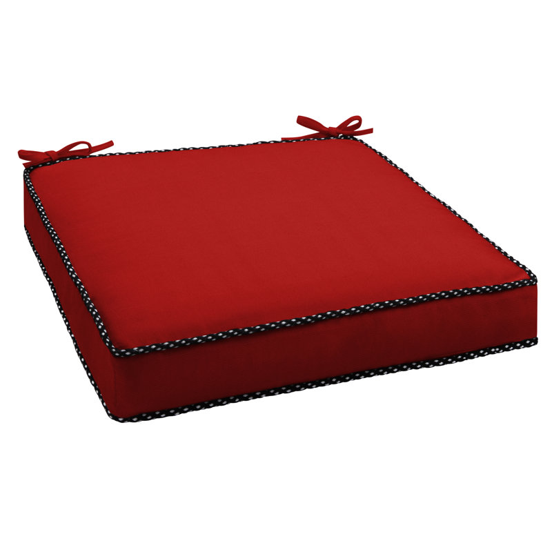 Sunbrella Outdoor 3'' Barstool Chair Pad, Jockey Red Sunbrella®, 20 W x 20 D