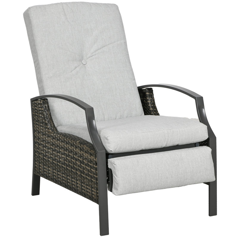 Chaise de patio inclinable avec coussins Stellamae, Gris