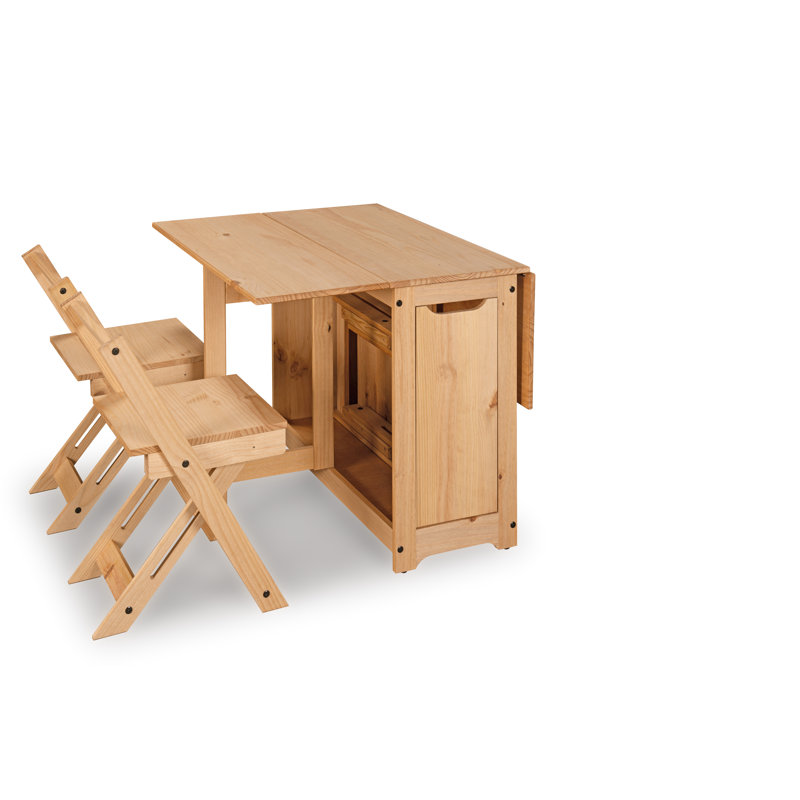 Aaeden 4 - Person Drop Leaf Pine Solid Wood Dining Set