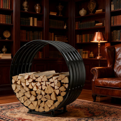 Heavy Duty Firewood Rack With Waterproof Cover, 500LB Capacity Round Log Holder With Elevated Base For Indoor And Outdoor Use, Tool-Free Assembly