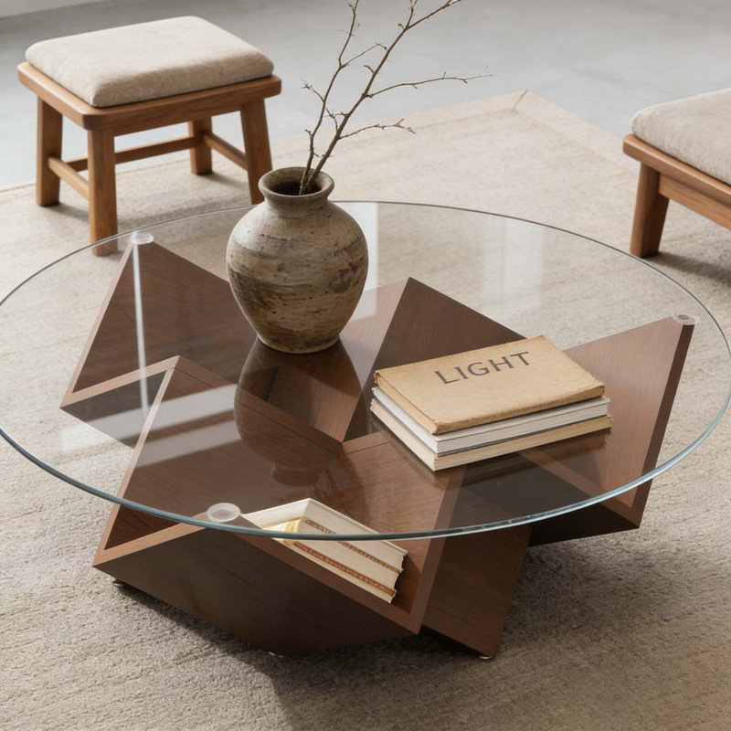 Table basse avec plateau en verre ound