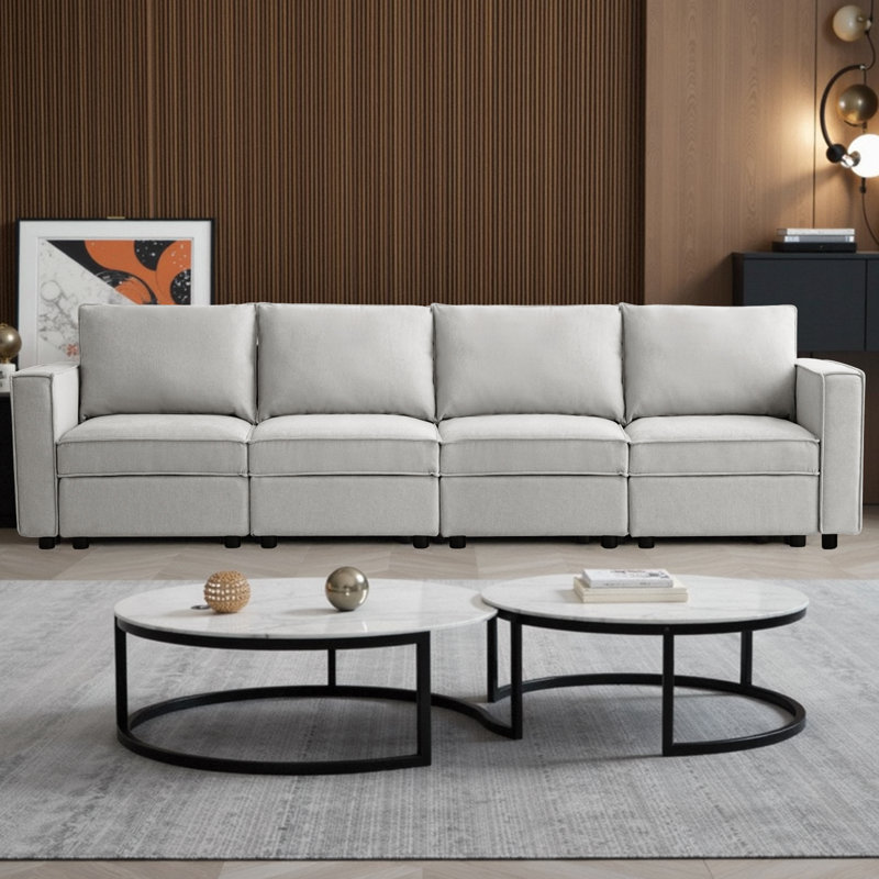 Canapé modulaire avec rangement pour grands sièges, Gris