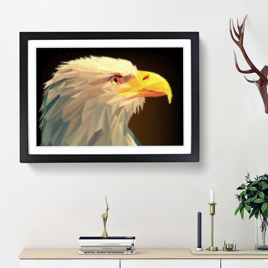 Geometric Bald Eagle Bird in Abstract - Framed Print