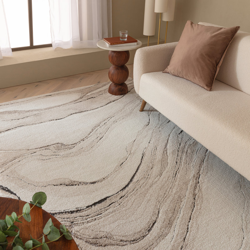 Quantock Textured Marble Effect Polypropylene Area Rug - Elegant Sophisticated Living & Bedroom, Rectangle 120 x 170 cm