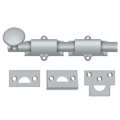 Deltana 6SB26D 6" Surface Bolt; Heavy Duty; Satin Chrome Finish