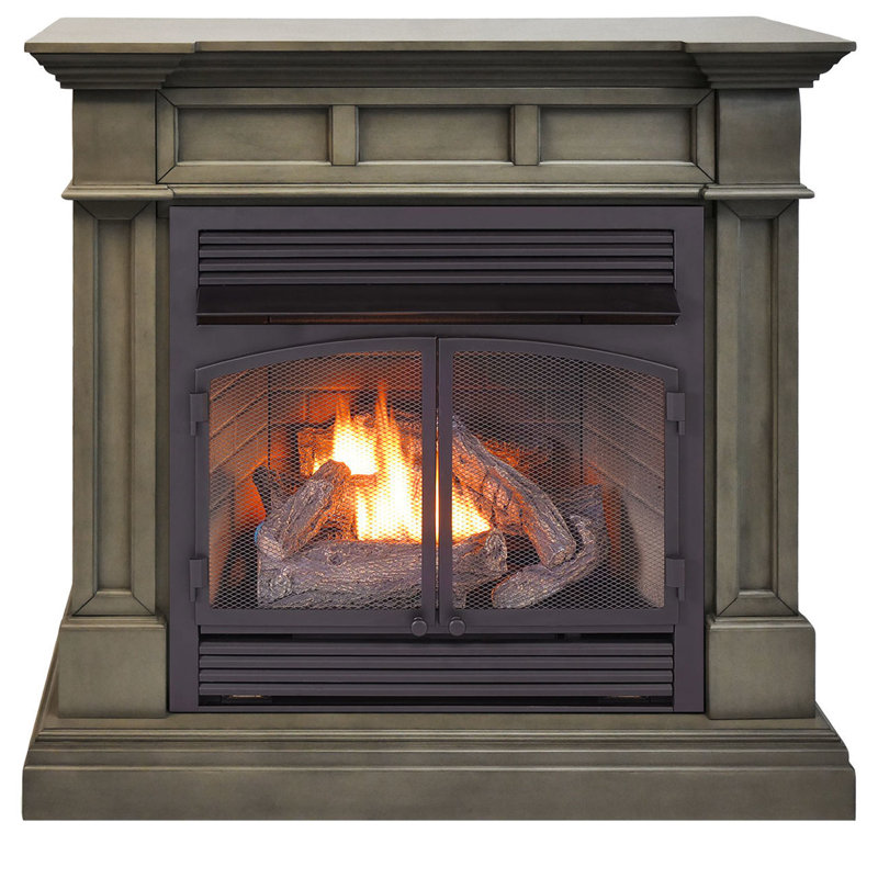 Duluth Forge Dual Fuel Ventless Gas Fireplace With Mantel, Yes, Gray