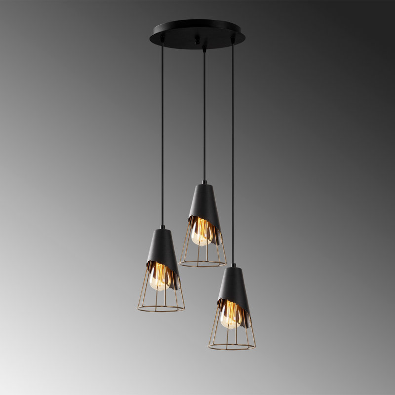 Luminaire suspendu conique à 3 lumières Philo