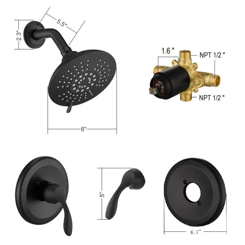All-In-One Kit with Rough in-Valve, Matte Black 