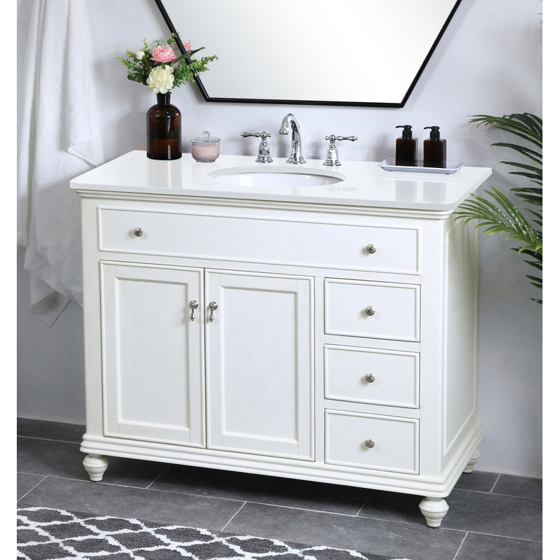 Ensemble de meuble-lavabo simple 42 po Otto, Blanc antique, Blanc ivoire