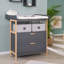 Berlin Unit Including Removable with Drawers and Fabric Boxes, Handles and Frame Made of Bamboo Wood - Anthracite Changing Table