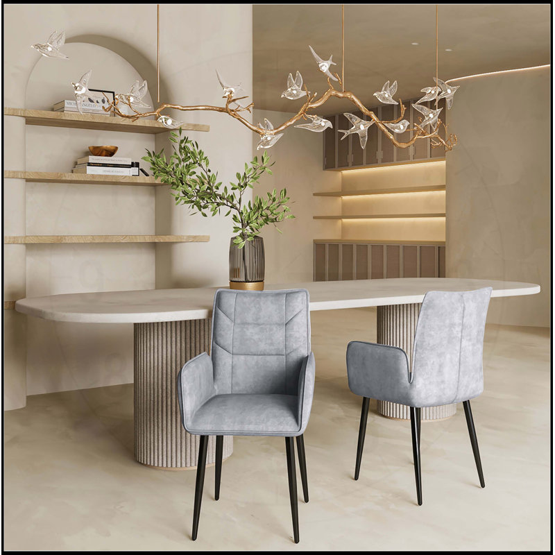 Ensemble de chaises de salle à manger en velours 2 pièces Modern, Gris
