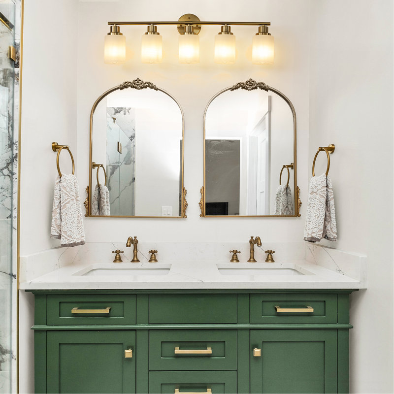 Miroir de salle de bain Modern, 5 lumières, H 10,2 po x l 31,5 po x P 6,3 po, Blanc