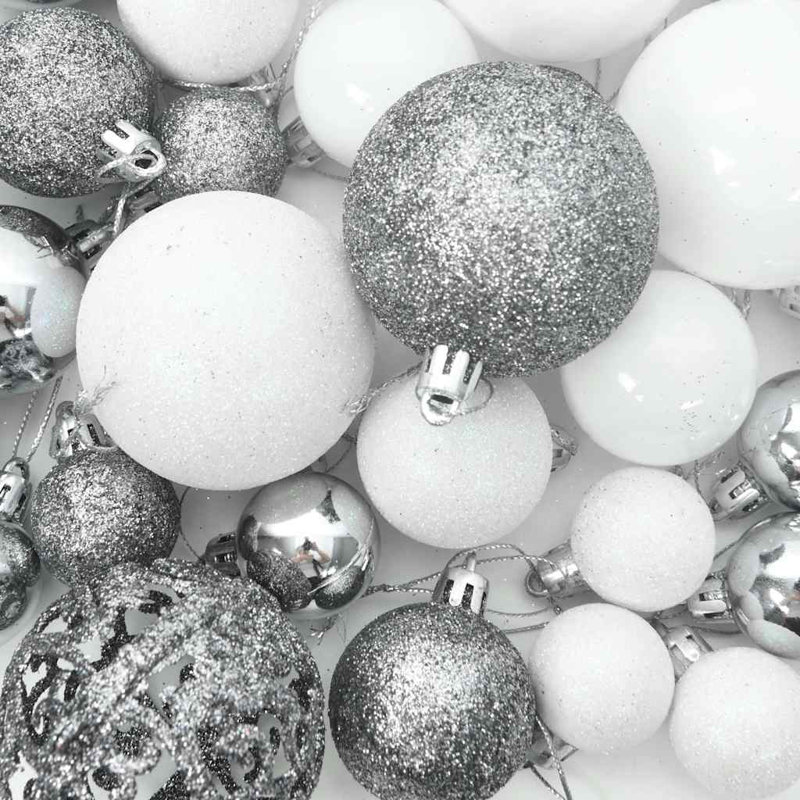 Ensemble de 120 boules de Noël vidaXL, Blanc / gris