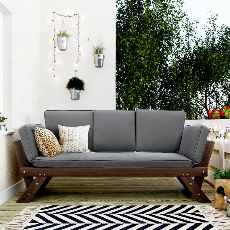 Chaise longue d'extérieur réglable avec coussins, Gray