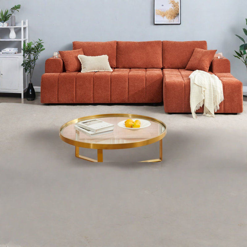 Canapé d'angle moderne en chenille de 274 cm (108 po) pour la maison, Grey, Right Hand Facing