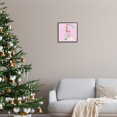 «Lit Holidays» Sassy Festive Flamingo Pink Pois à pois noir, art numérique par estampe numérique par Sharon Lee