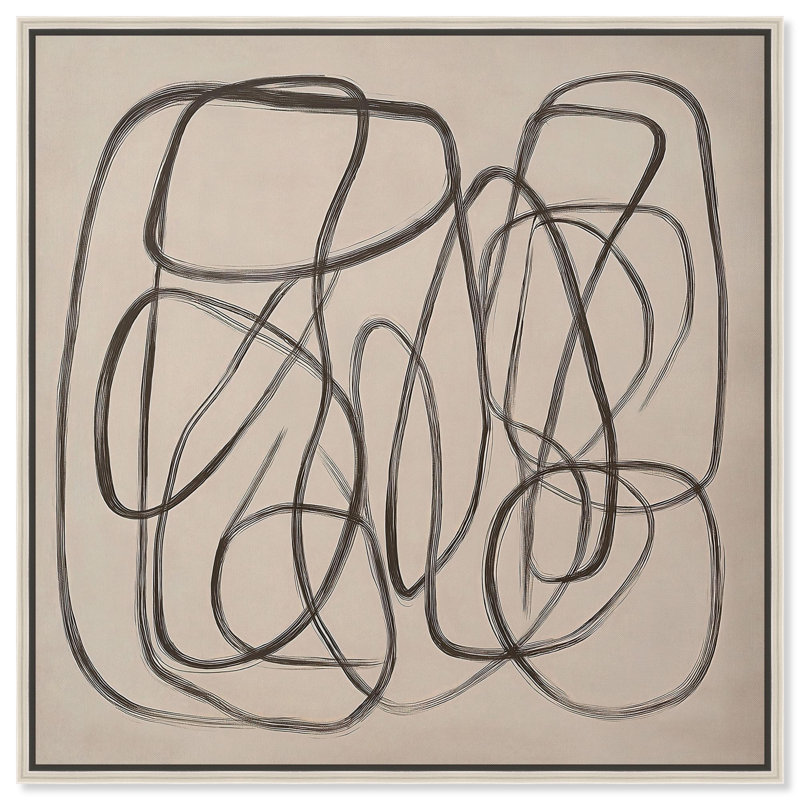Unbroken Line I Canvas Boho Abstract Art by , 13" H x 13" W, Silver Floater Framed