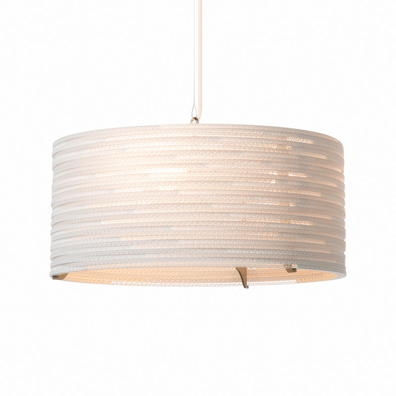 Scraplights Drum 18 Pendant White, 60" H x 18" W x 18" D, White