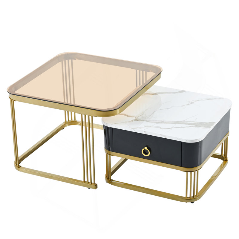 Table basse gigogne avec tiroir