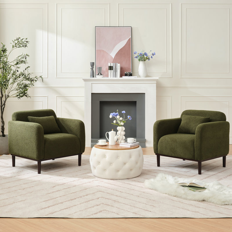 Gizzelle Upholstered Accent Chair, Green Polyester Blend
