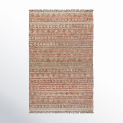 Walter Geometric Handwoven Terracotta/Natural Area Rug
