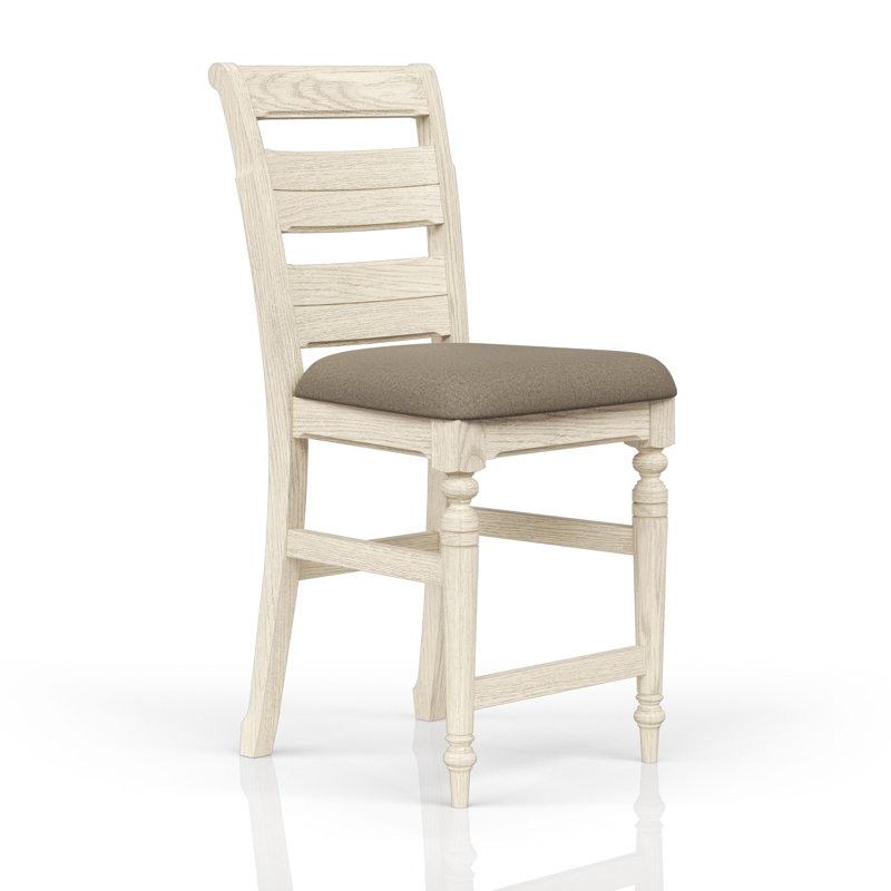 Tabouret de comptoir Gildas - finition caramel, Gris, Blanc