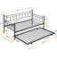 Lit de jour avec couchette en noir - Économisez de l'espace Design moderne, structure métallique solide pour la durabilité, calme et stable, assemblage facile inclus, aucun sommier requis, supporte une élégance de couleur de 250/350 lb,