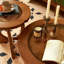 Table basse ronde en verre trempé brun