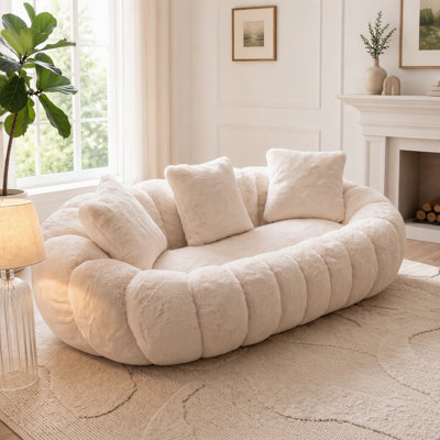 Floral-shaped sofa, ultra-soft faux fur sofa