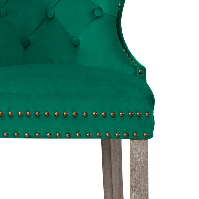 Tabouret de bar et de comptoir Kirsten, Tabouret de comptoir (siège d’une hauteur de 24, Vert / cadre gris antique