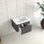 Meuble-lavabo mural gris de 24 po, lavabo intégré en céramique blanche, poignée inclinée à 45 po, tiroir à fermeture en douceur, contreplaqué imperméable, rangement à tiroirs spacieux, style facile à installer, rangement-133577286