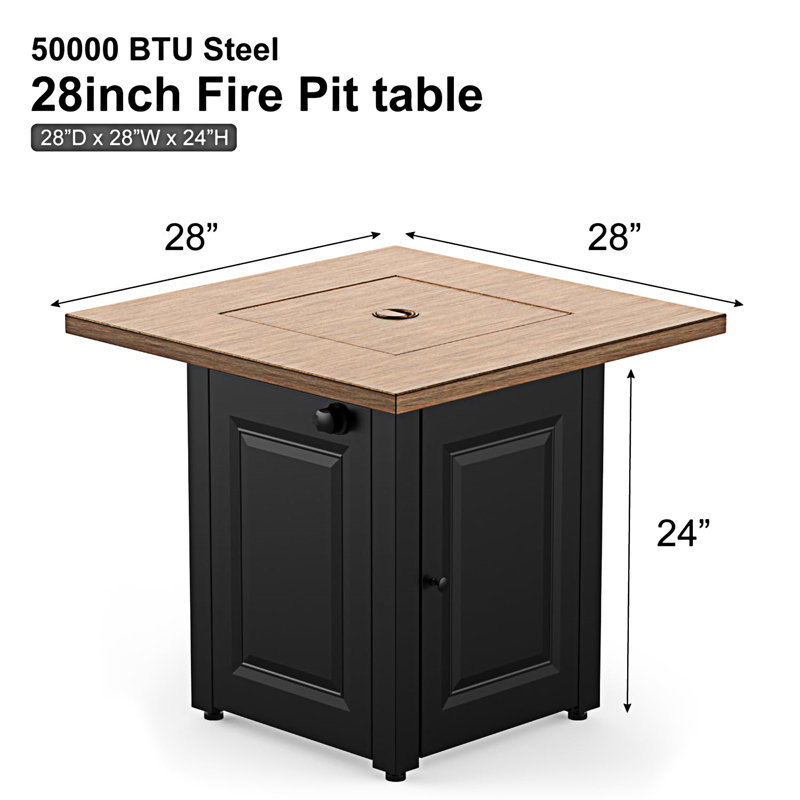 Table de foyer au propane 28 po, Noir