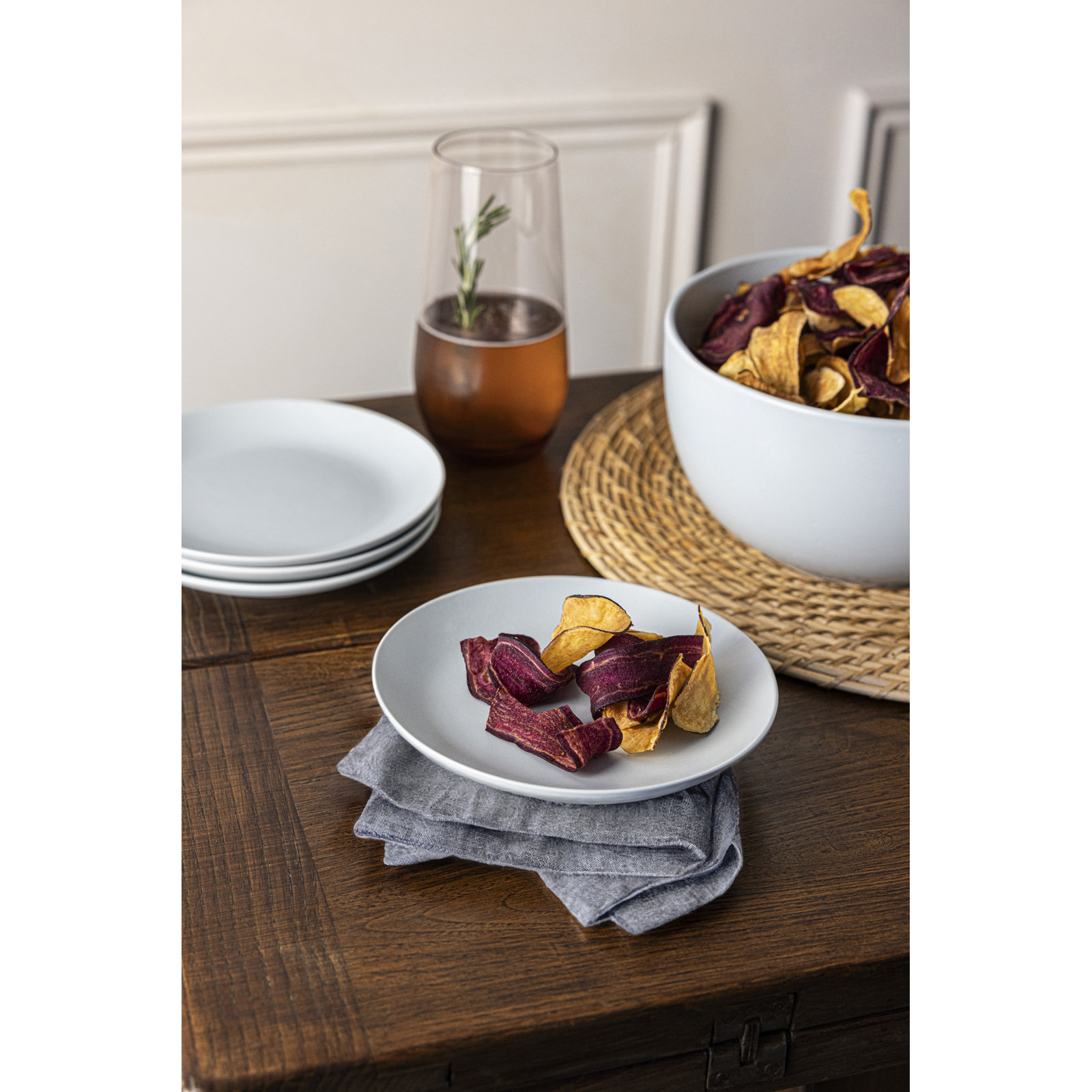 Over&Back Coupe Semi Hand-Finished Stoneware Appetizer Plates, Light Blue