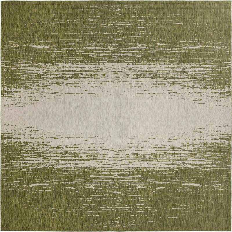 Tapis abstrait vert / gris Jennette, Carré 13 pi
