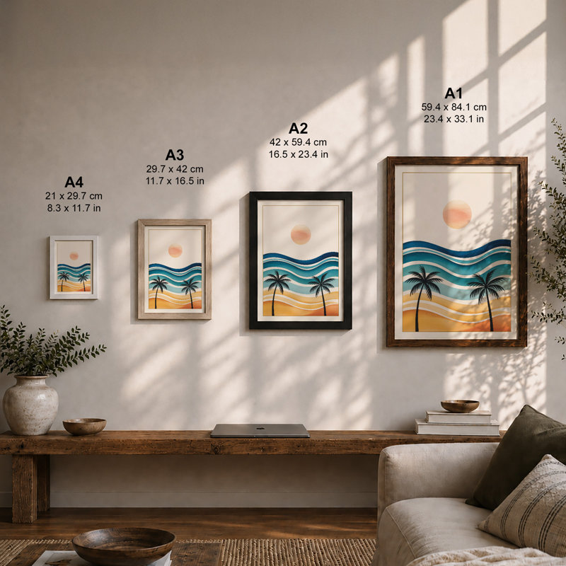 Tropical Sunset Palms Coastal - Print, Unframed, A1 - 84.1 x 59.4 cm
