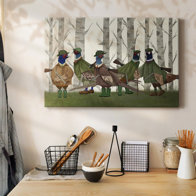 Pheasant Shooting Party Group 3-Gallery Wrapped Canvas, 18" H x 27" W