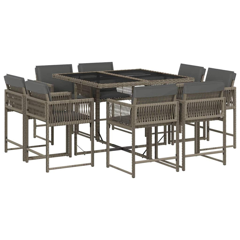 Patio Dining Set with, 73cm H x 110cm W x 106cm D, Grey, Grey