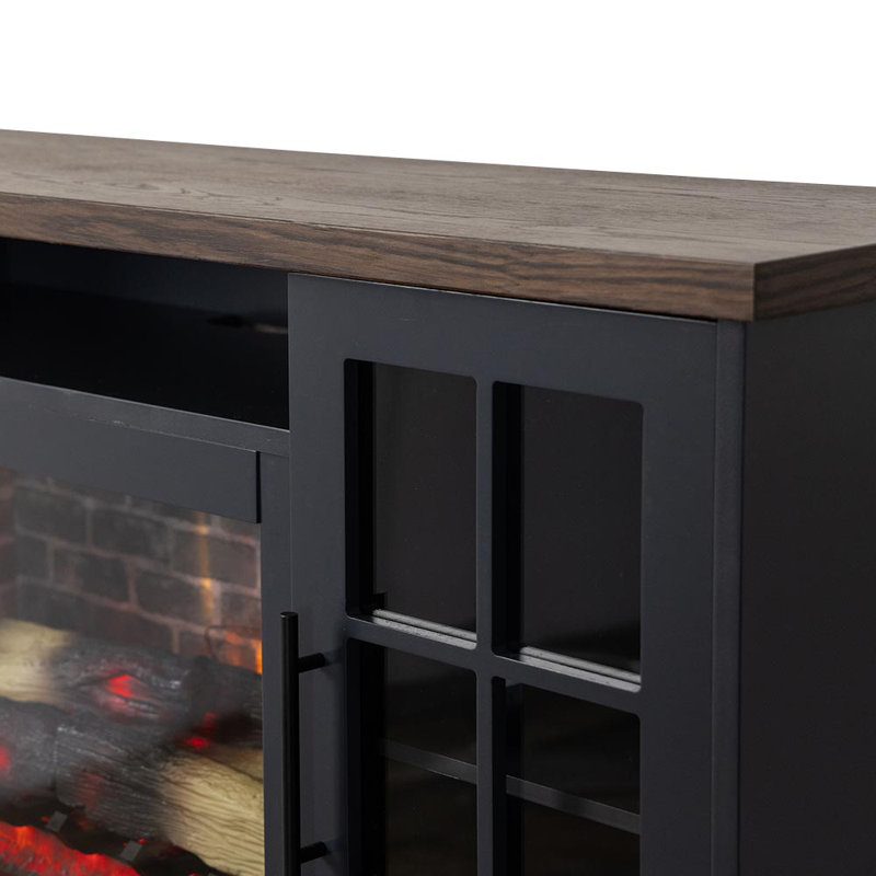 Dalton Dark Painted Wood TV Stand with Electric Fireplace