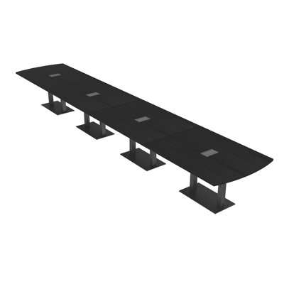 Pavert Arc Rectangle Conference Table with Double Metal Post Base | Electrical Unit