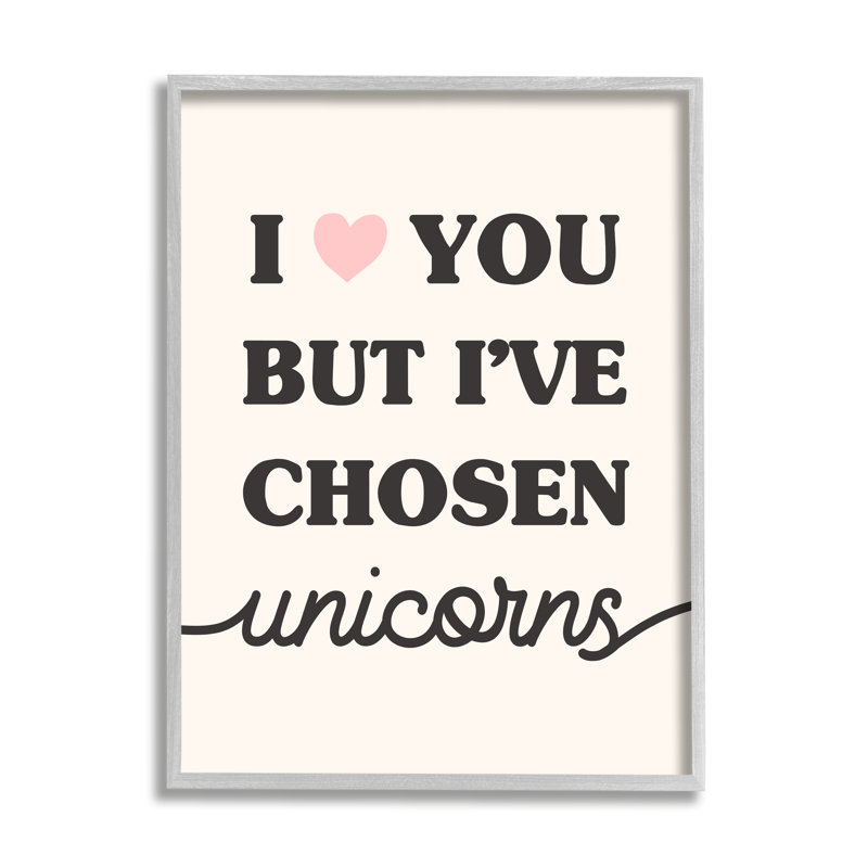 I Love You But Unicorns, H 20 po x l 16 po, Estampe numérique Farmhouse