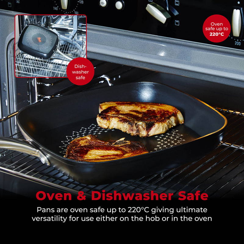 Tower T900307 SmartStart Ultra Forged 26cm Aluminium Grill Pan with Easy Clean Aeroglide Non-Stick, 15x Stronger, Induction Compatible, Oven Safe up to 220°, Long Lasting, PFOA Free