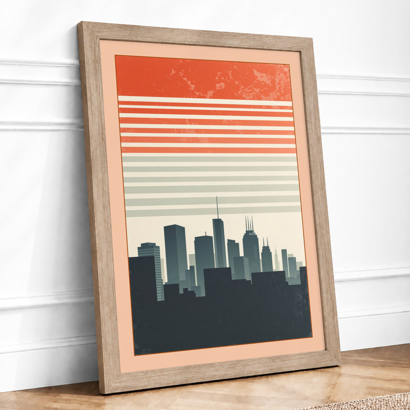Skyline Minimalist - Framed Print, A1 - 84.1 x 59.4 cm, Oak