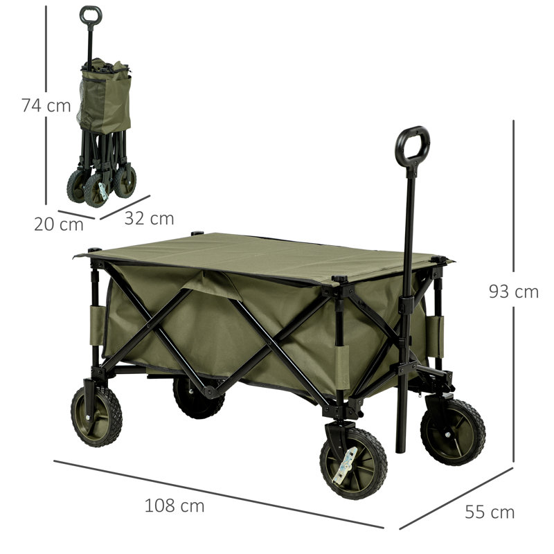 Outsunny 125L Festival Trolley on Wheels, Portable Wagon Cart, Green