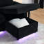 Lit polyvalent en chenille noire avec fonction escamotable, éclairage d'appoint à DEL, charge, porte-gobelets et table de travail en verre rétractable, convient aux artistes et aux rassemblements-702191735
